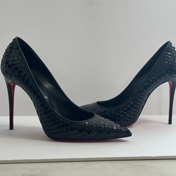 Christian Louboutin Kate 100 Pumps Scale-Embossed Black LV size 38 - Picture 13 of 13